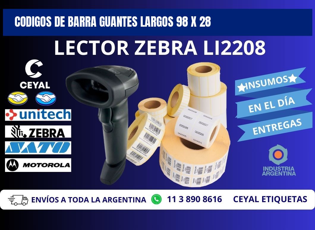 CODIGOS DE BARRA GUANTES LARGOS 98 x 28