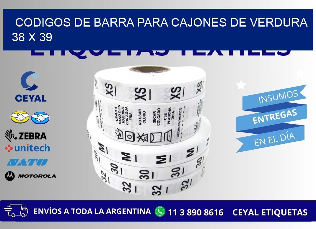 CODIGOS DE BARRA PARA CAJONES DE VERDURA 38 x 39