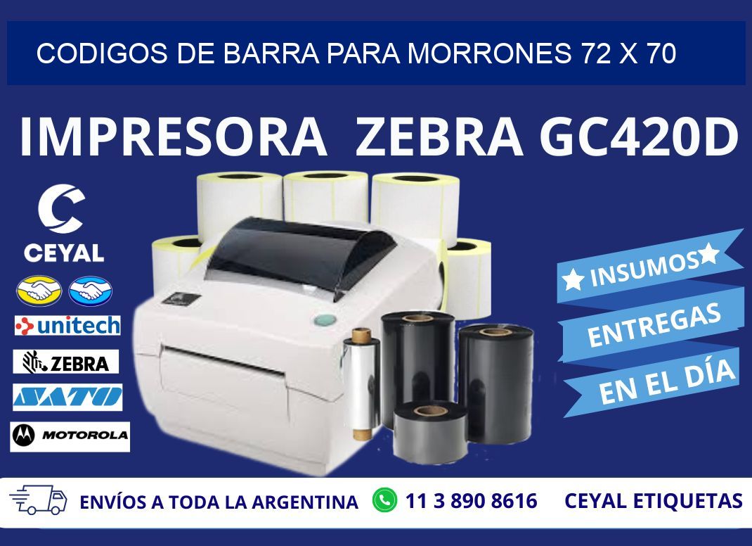 CODIGOS DE BARRA PARA MORRONES 72 x 70