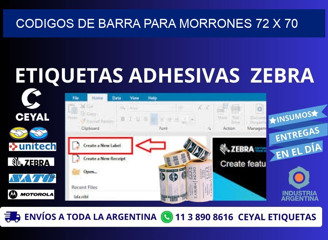 CODIGOS DE BARRA PARA MORRONES 72 x 70