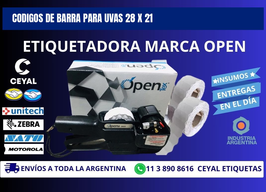 CODIGOS DE BARRA PARA UVAS 28 x 21