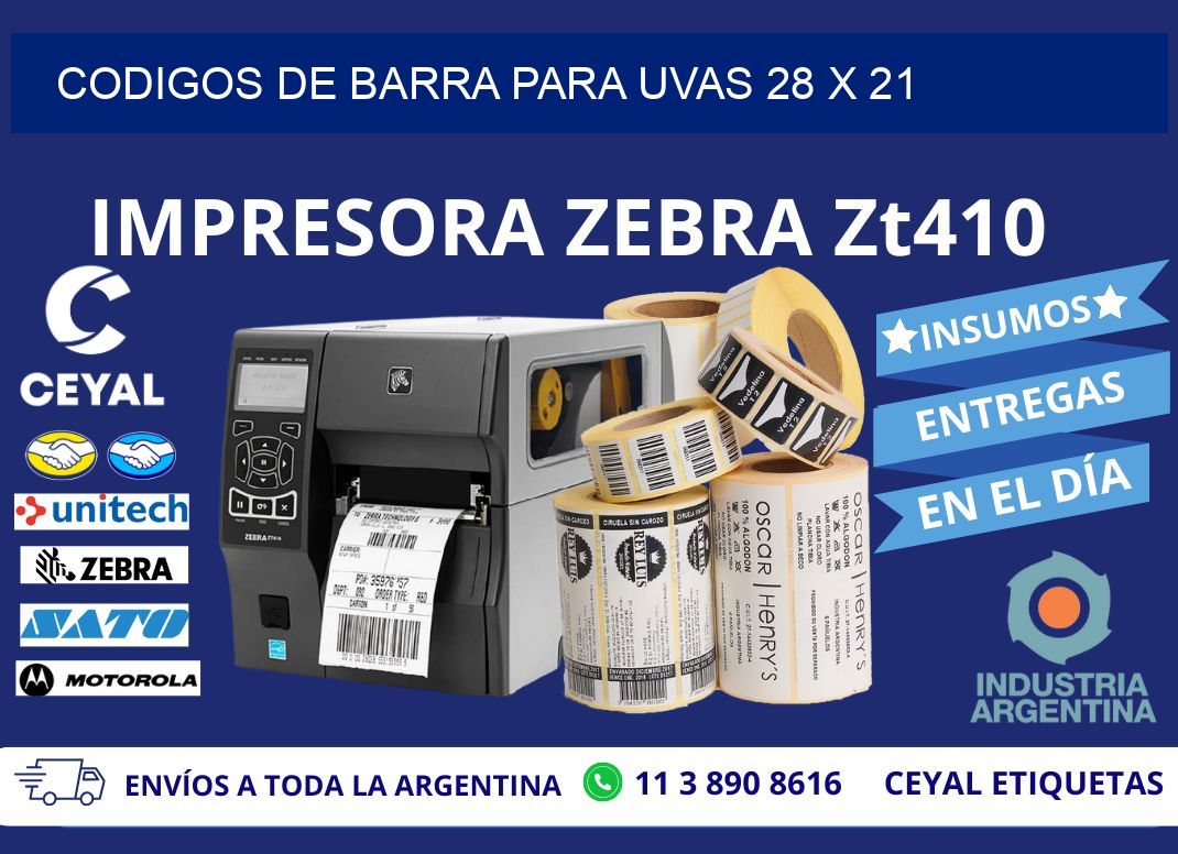 CODIGOS DE BARRA PARA UVAS 28 x 21