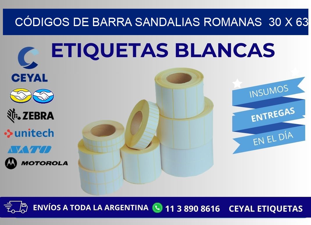 CÓDIGOS DE BARRA SANDALIAS ROMANAS  30 x 63