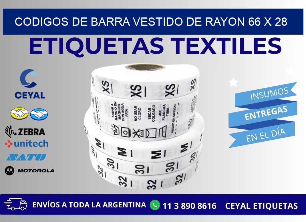 CODIGOS DE BARRA VESTIDO DE RAYON 66 x 28