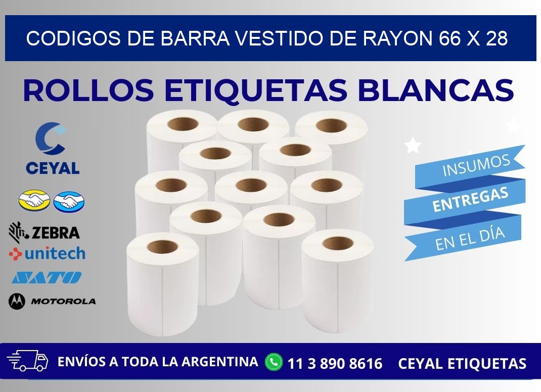 CODIGOS DE BARRA VESTIDO DE RAYON 66 x 28