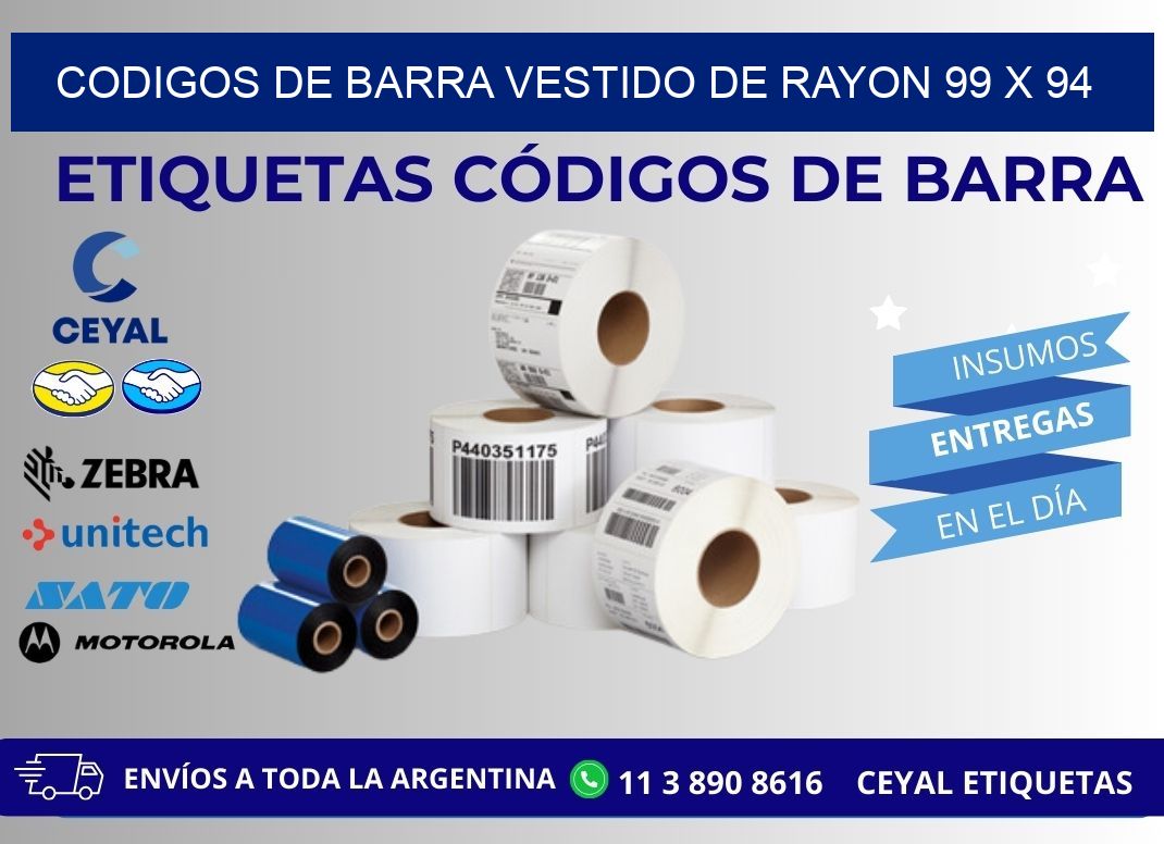 CODIGOS DE BARRA VESTIDO DE RAYON 99 x 94