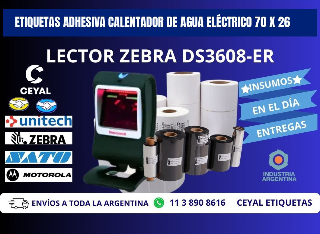 ETIQUETAS ADHESIVA CALENTADOR DE AGUA ELÉCTRICO 70 x 26