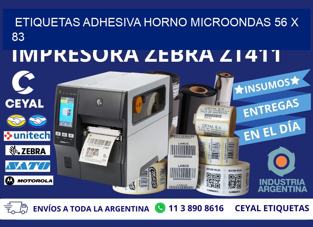 ETIQUETAS ADHESIVA HORNO MICROONDAS 56 x 83