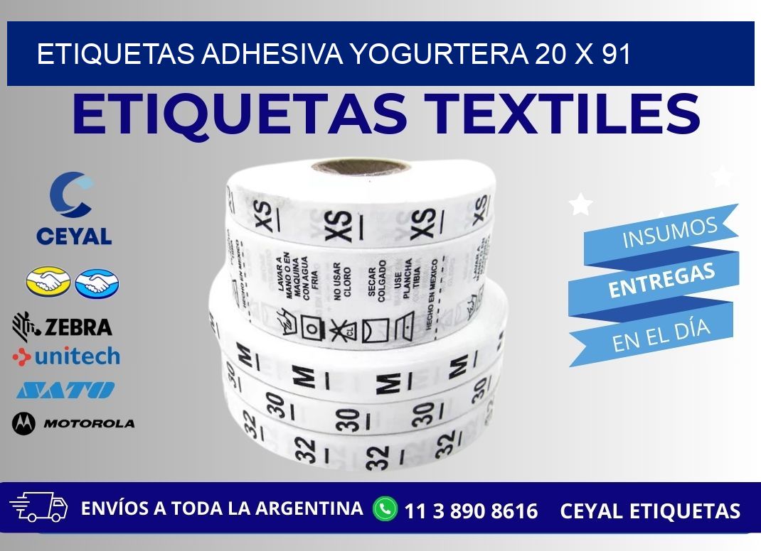 ETIQUETAS ADHESIVA YOGURTERA 20 x 91