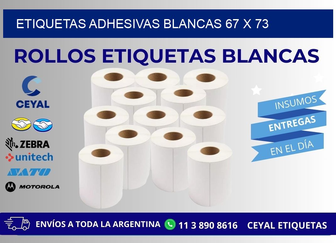 ETIQUETAS ADHESIVAS BLANCAS 67 x 73