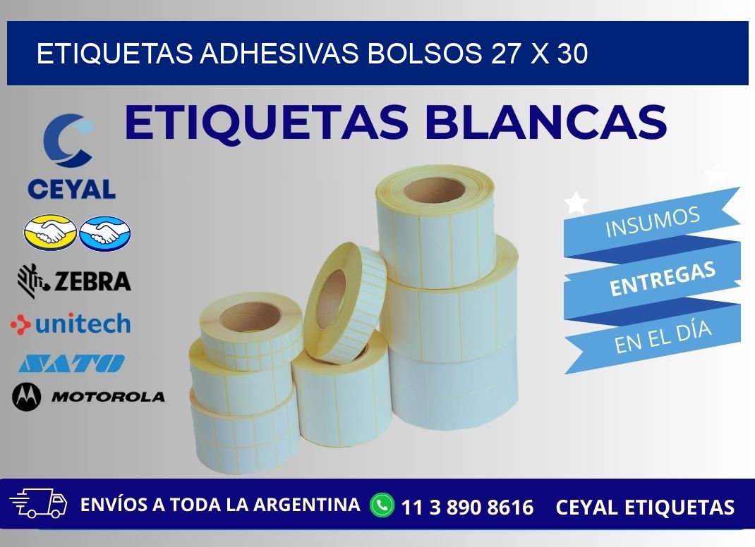 ETIQUETAS ADHESIVAS BOLSOS 27 x 30