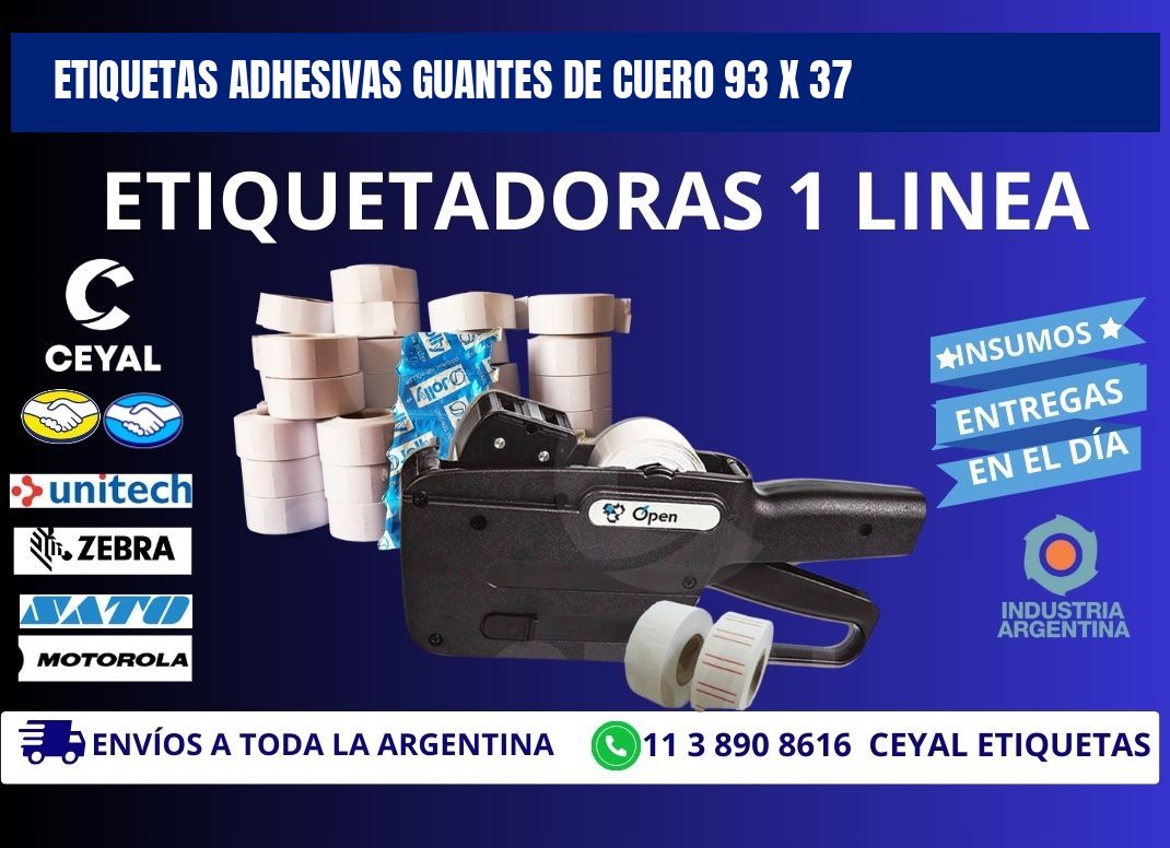 ETIQUETAS ADHESIVAS GUANTES DE CUERO 93 x 37