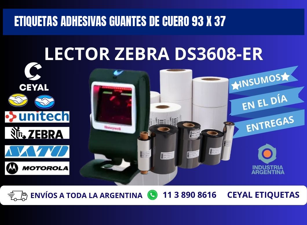 ETIQUETAS ADHESIVAS GUANTES DE CUERO 93 x 37