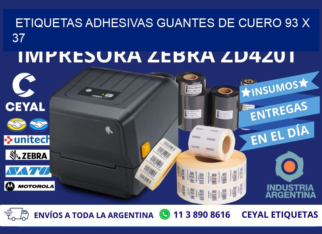 ETIQUETAS ADHESIVAS GUANTES DE CUERO 93 x 37