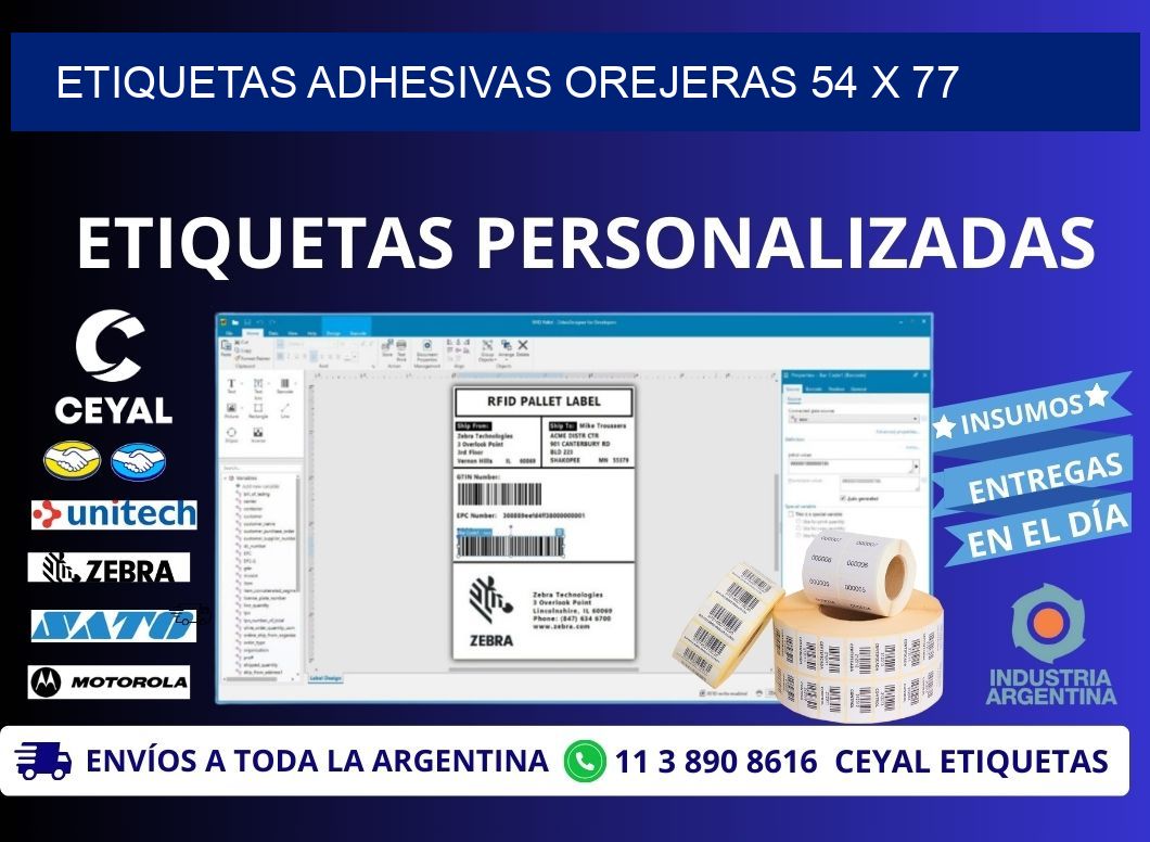 ETIQUETAS ADHESIVAS OREJERAS 54 x 77
