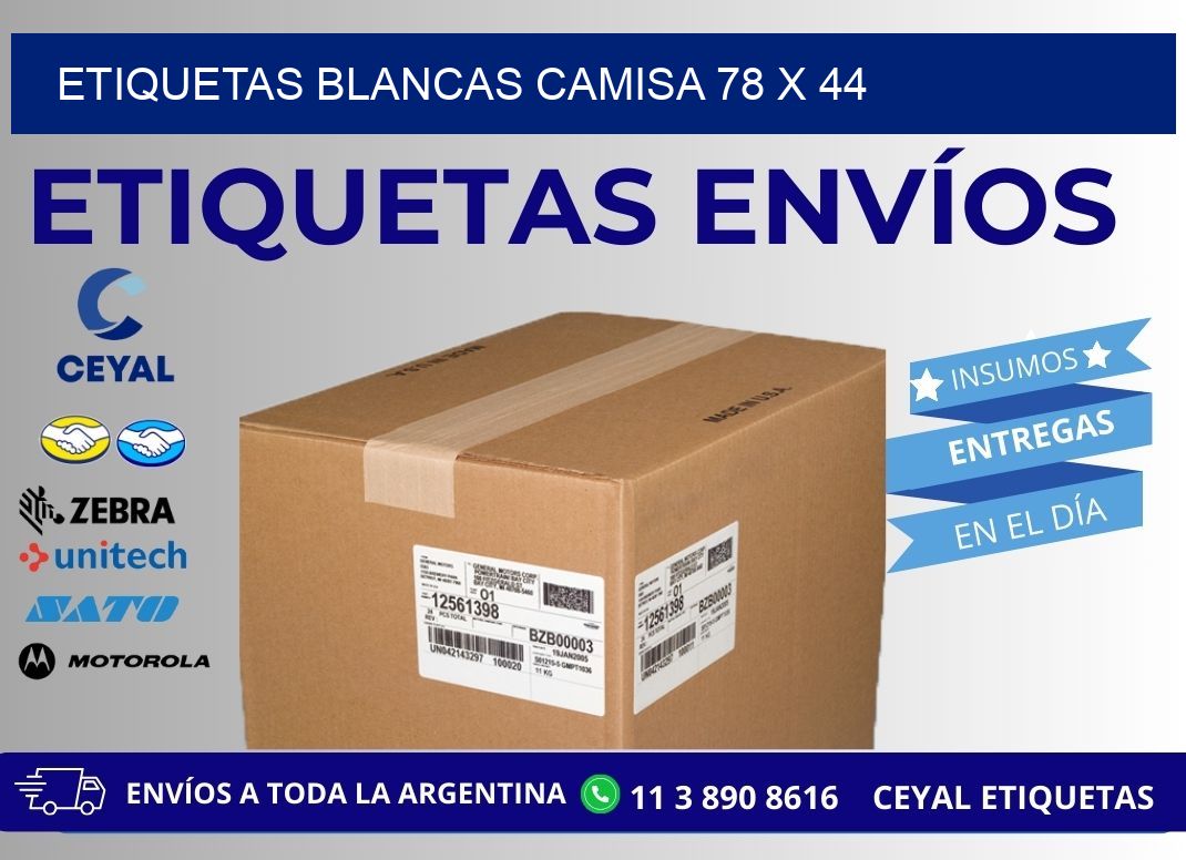 ETIQUETAS BLANCAS CAMISA 78 x 44