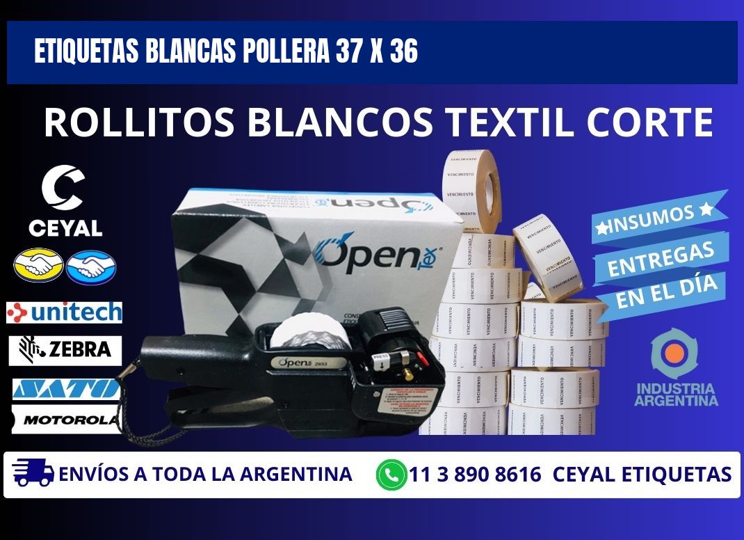 ETIQUETAS BLANCAS POLLERA 37 x 36