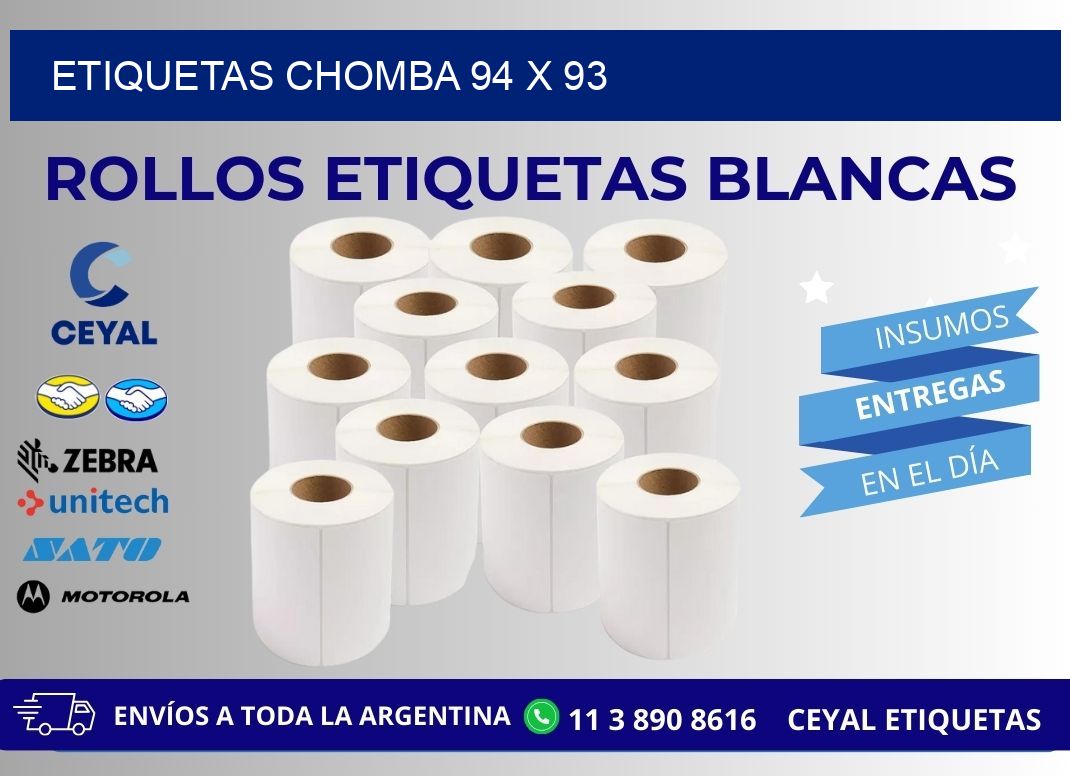 ETIQUETAS CHOMBA 94 x 93