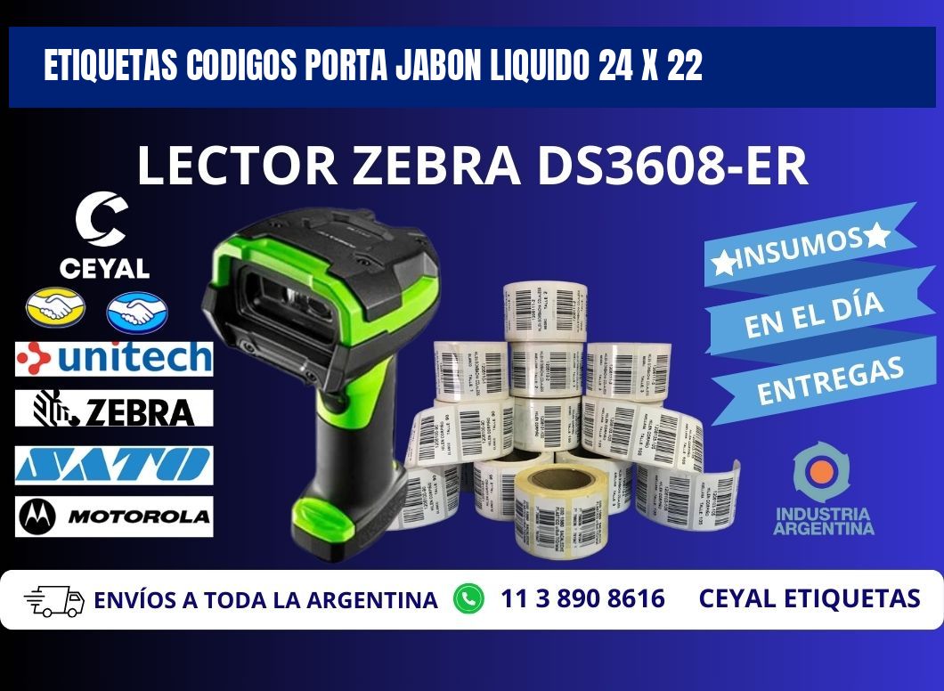 ETIQUETAS CODIGOS PORTA JABON LIQUIDO 24 x 22