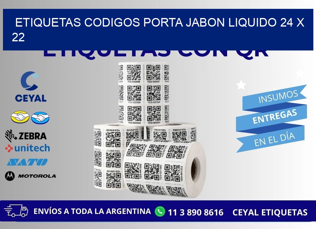 ETIQUETAS CODIGOS PORTA JABON LIQUIDO 24 x 22