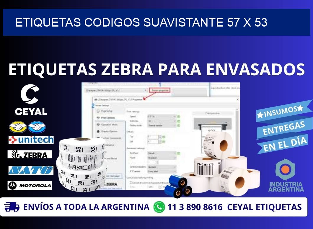 ETIQUETAS CODIGOS SUAVISTANTE 57 x 53