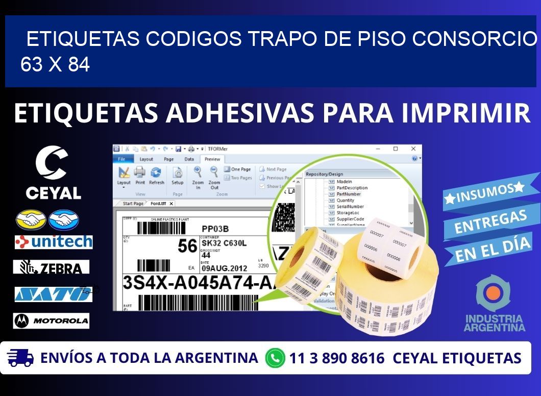 ETIQUETAS CODIGOS TRAPO DE PISO CONSORCIO 63 x 84