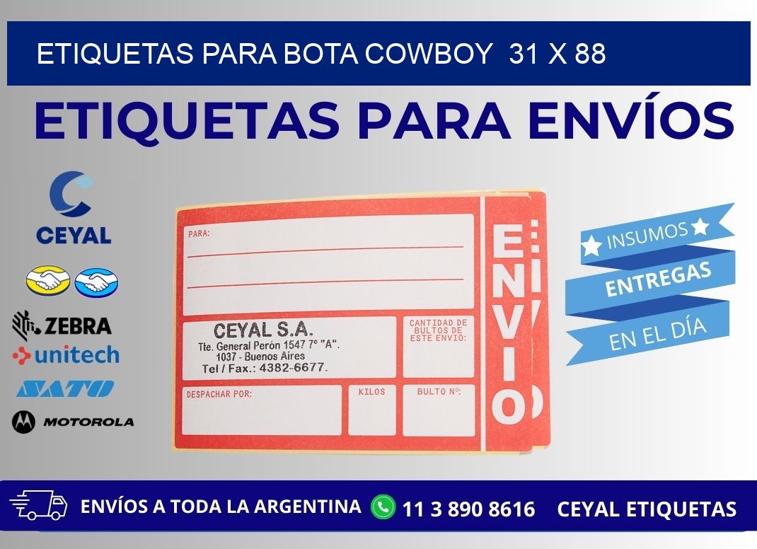 ETIQUETAS PARA BOTA COWBOY  31 x 88