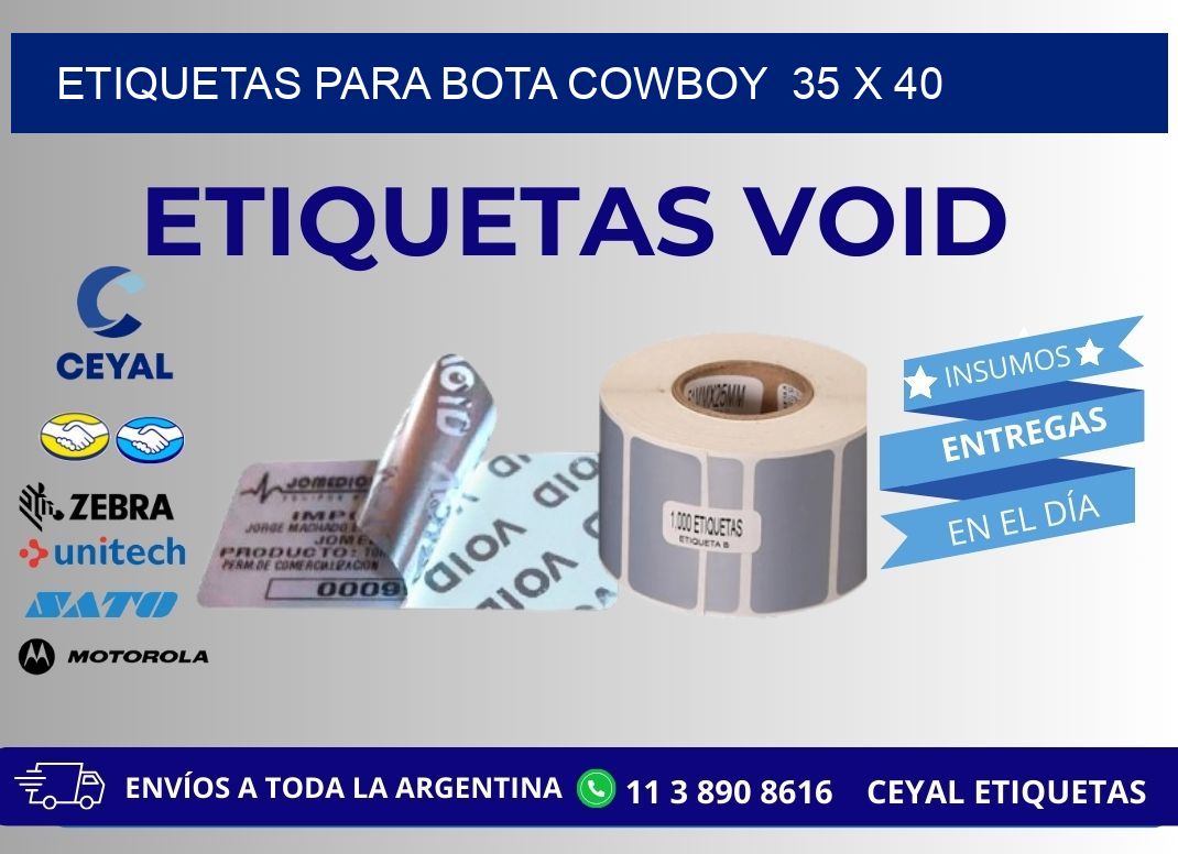 ETIQUETAS PARA BOTA COWBOY  35 x 40