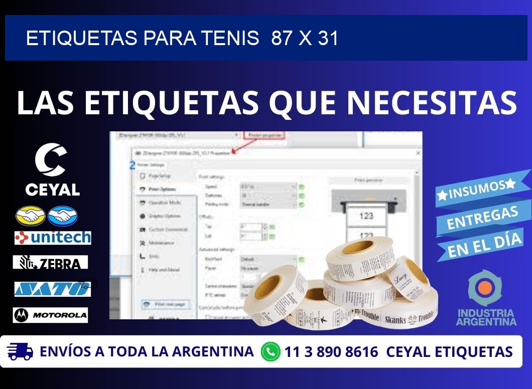 ETIQUETAS PARA TENIS  87 x 31
