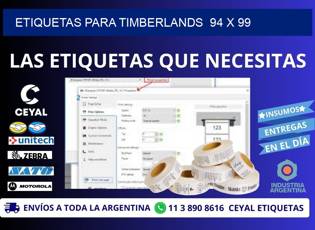 ETIQUETAS PARA TIMBERLANDS  94 x 99