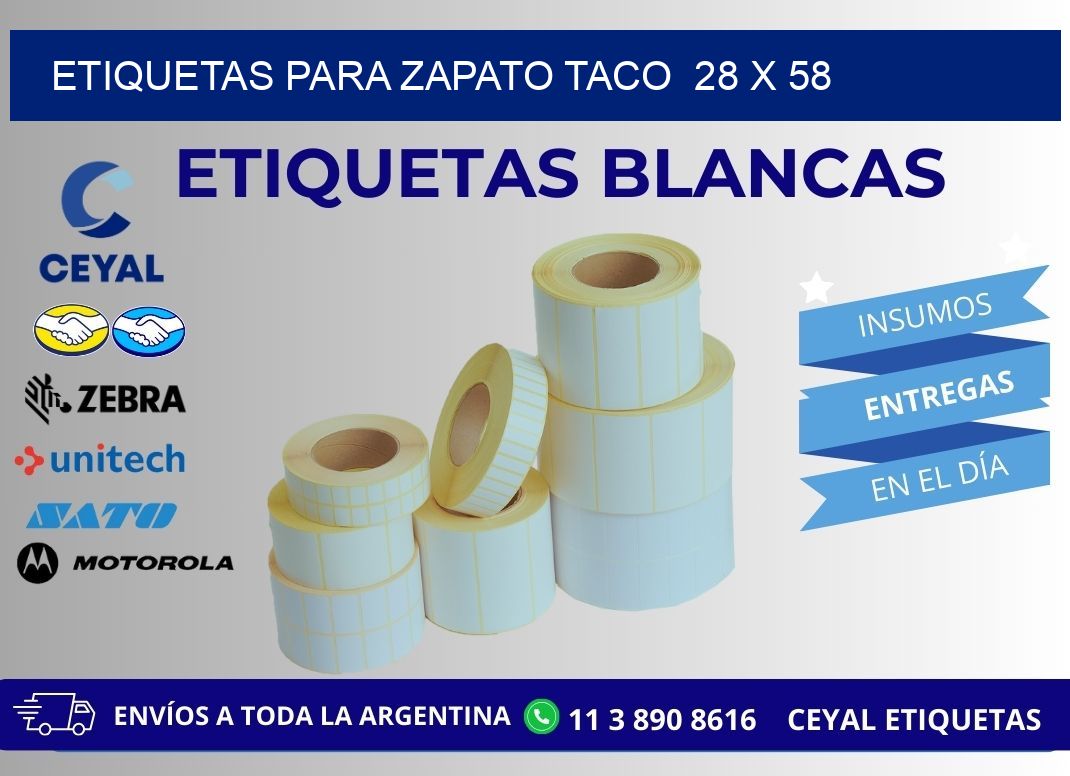 ETIQUETAS PARA ZAPATO TACO  28 x 58