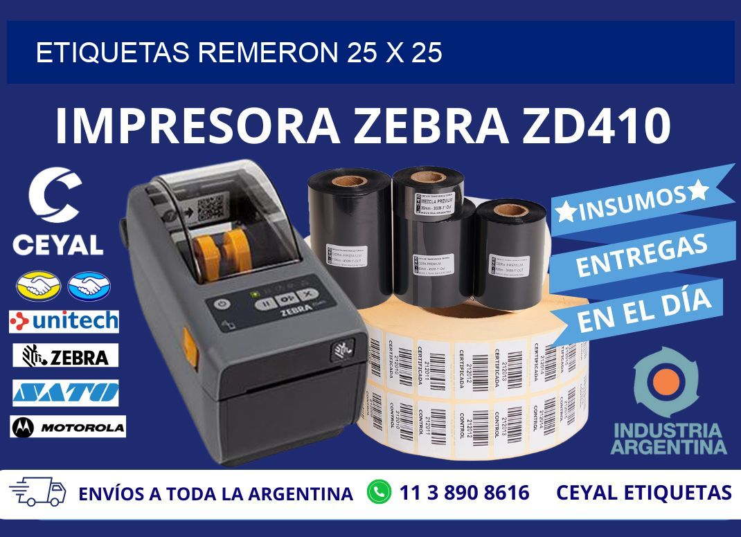 ETIQUETAS REMERON 25 x 25
