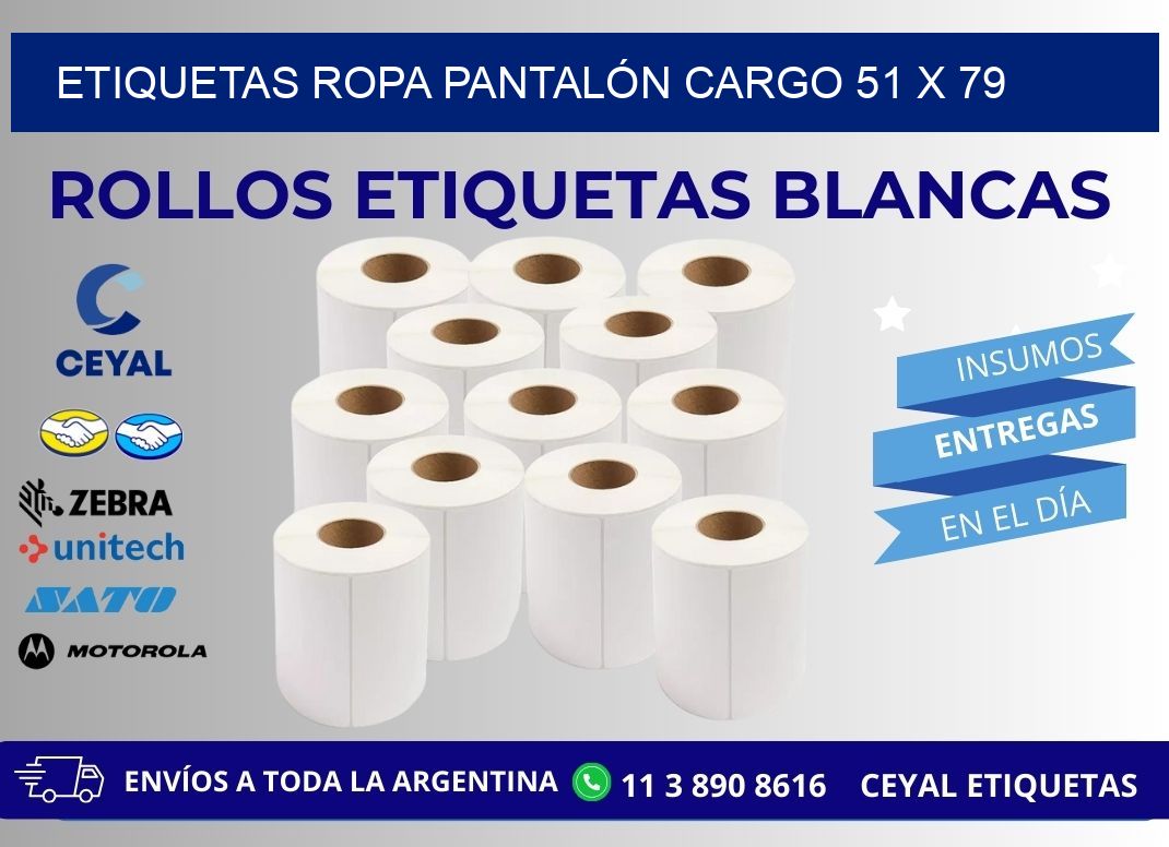 ETIQUETAS ROPA PANTALÓN CARGO 51 x 79