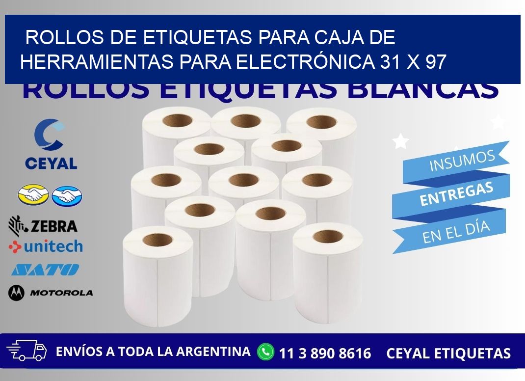 ROLLOS DE ETIQUETAS PARA CAJA DE HERRAMIENTAS PARA ELECTRÓNICA 31 x 97