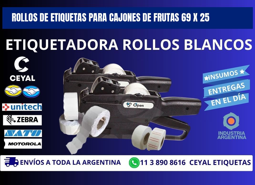 ROLLOS DE ETIQUETAS PARA CAJONES DE FRUTAS 69 x 25
