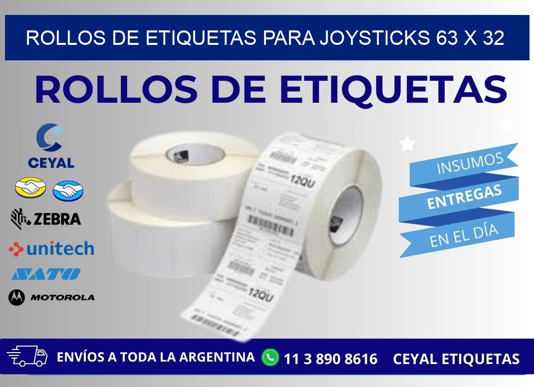 ROLLOS DE ETIQUETAS PARA JOYSTICKS 63 x 32