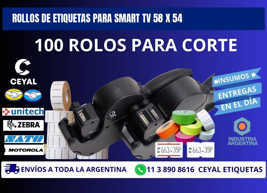 ROLLOS DE ETIQUETAS PARA SMART TV 58 x 54