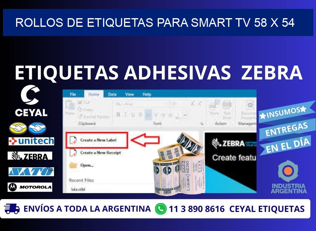 ROLLOS DE ETIQUETAS PARA SMART TV 58 x 54