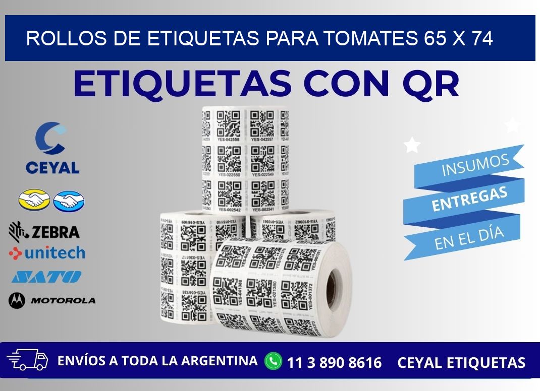 ROLLOS DE ETIQUETAS PARA TOMATES 65 x 74