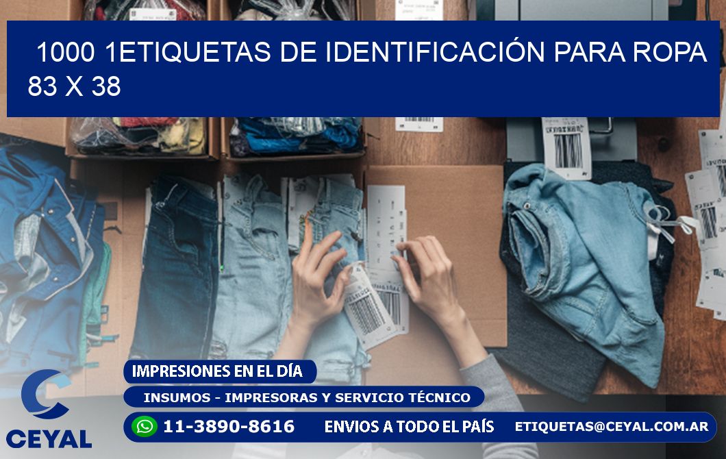 1000 1ETIQUETAS DE IDENTIFICACIÓN PARA ROPA 83 x 38