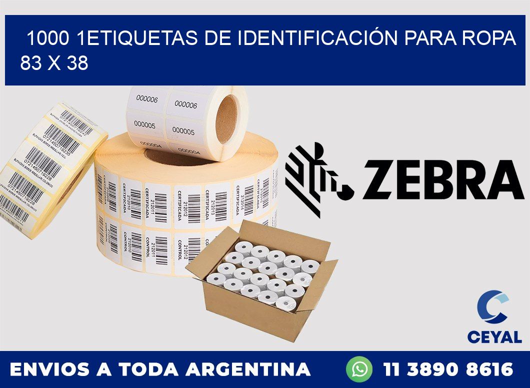 1000 1ETIQUETAS DE IDENTIFICACIÓN PARA ROPA 83 x 38
