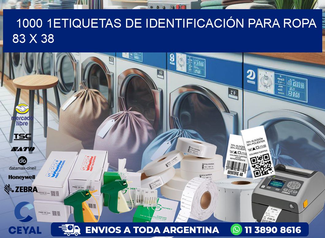 1000 1ETIQUETAS DE IDENTIFICACIÓN PARA ROPA 83 x 38