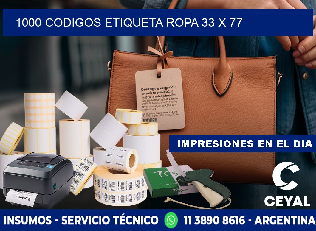 1000 CODIGOS ETIQUETA ROPA 33 x 77