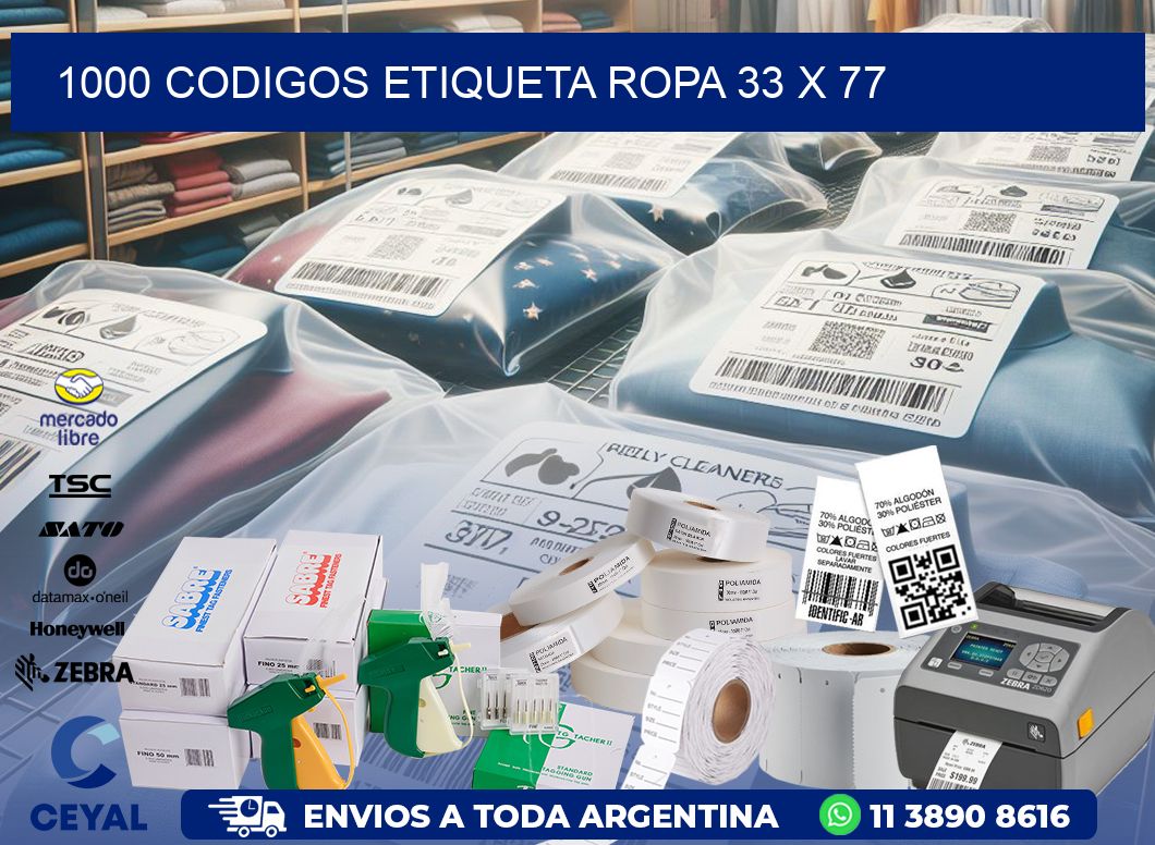 1000 CODIGOS ETIQUETA ROPA 33 x 77