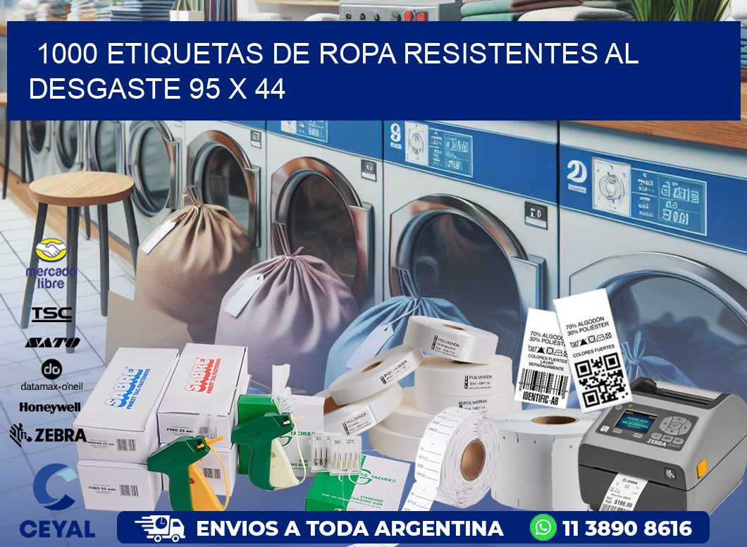 1000 ETIQUETAS DE ROPA RESISTENTES AL DESGASTE 95 x 44