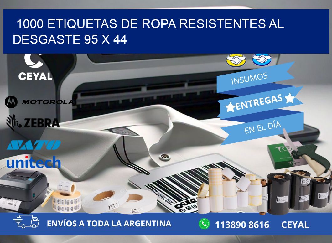 1000 ETIQUETAS DE ROPA RESISTENTES AL DESGASTE 95 x 44