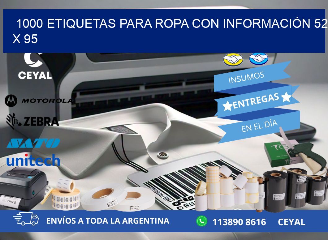 1000 ETIQUETAS PARA ROPA CON INFORMACIÓN 52 x 95