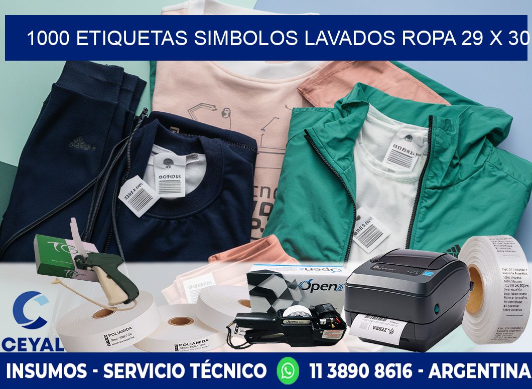 1000 ETIQUETAS SIMBOLOS LAVADOS ROPA 29 x 30