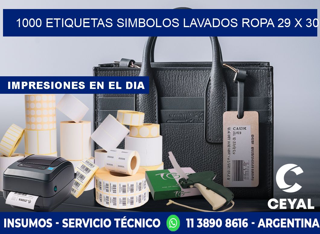 1000 ETIQUETAS SIMBOLOS LAVADOS ROPA 29 x 30