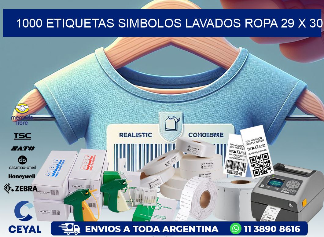 1000 ETIQUETAS SIMBOLOS LAVADOS ROPA 29 x 30